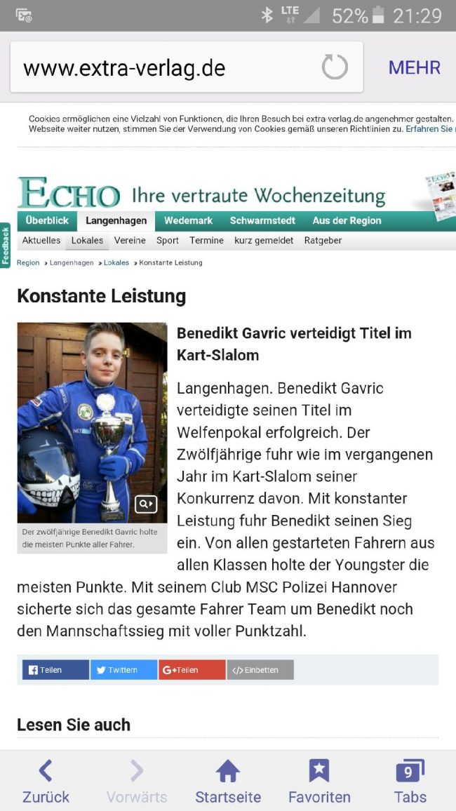 Benedikt Welfenpokal -Presseartikel